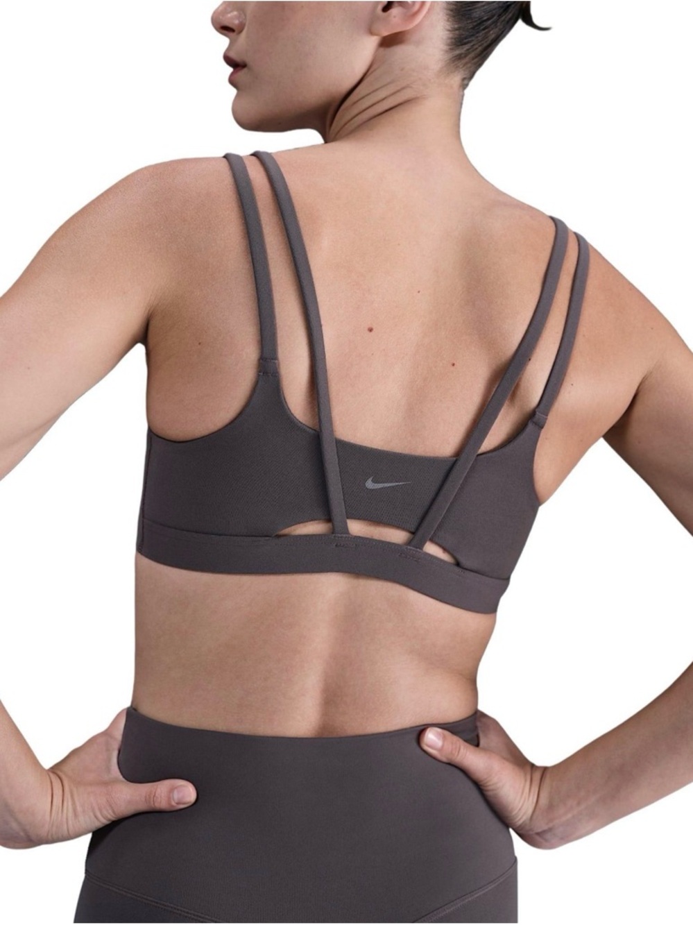 Nike Women's XL Zenvy Strappy Light-Support Sports Bra Thunder Gray